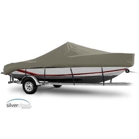 Eevelle Silvercloud Boat Cvr V HULL Cntr Cnsl, Low or No Bow Rails w/Outboard 25' 6in. L 102in. W Khaki SCVCC25102B-KHA
